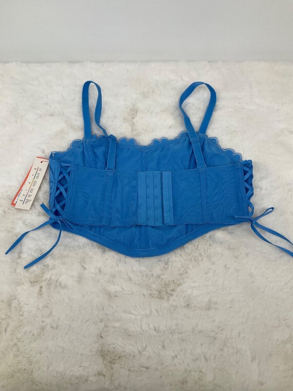 Colsie size Medium side Lace-Up Knit Corset Bralette Tank Bra Blue - Picture 4 of 4